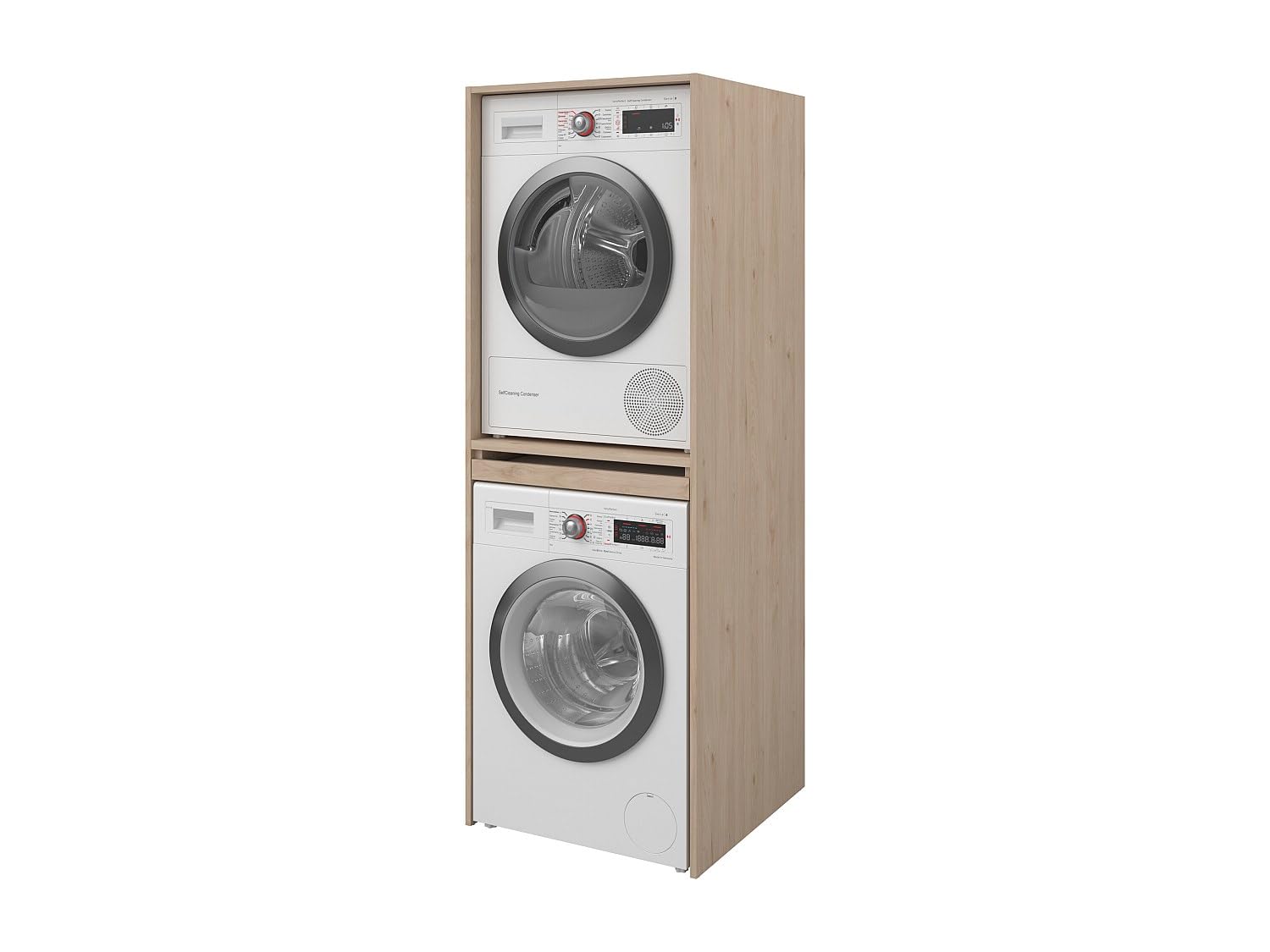 Vente-unique - Mueble para Lavadora Erkano - L 64.2cm x A 64.9cm x H 184.4cm - melamina - Color Natural Claro