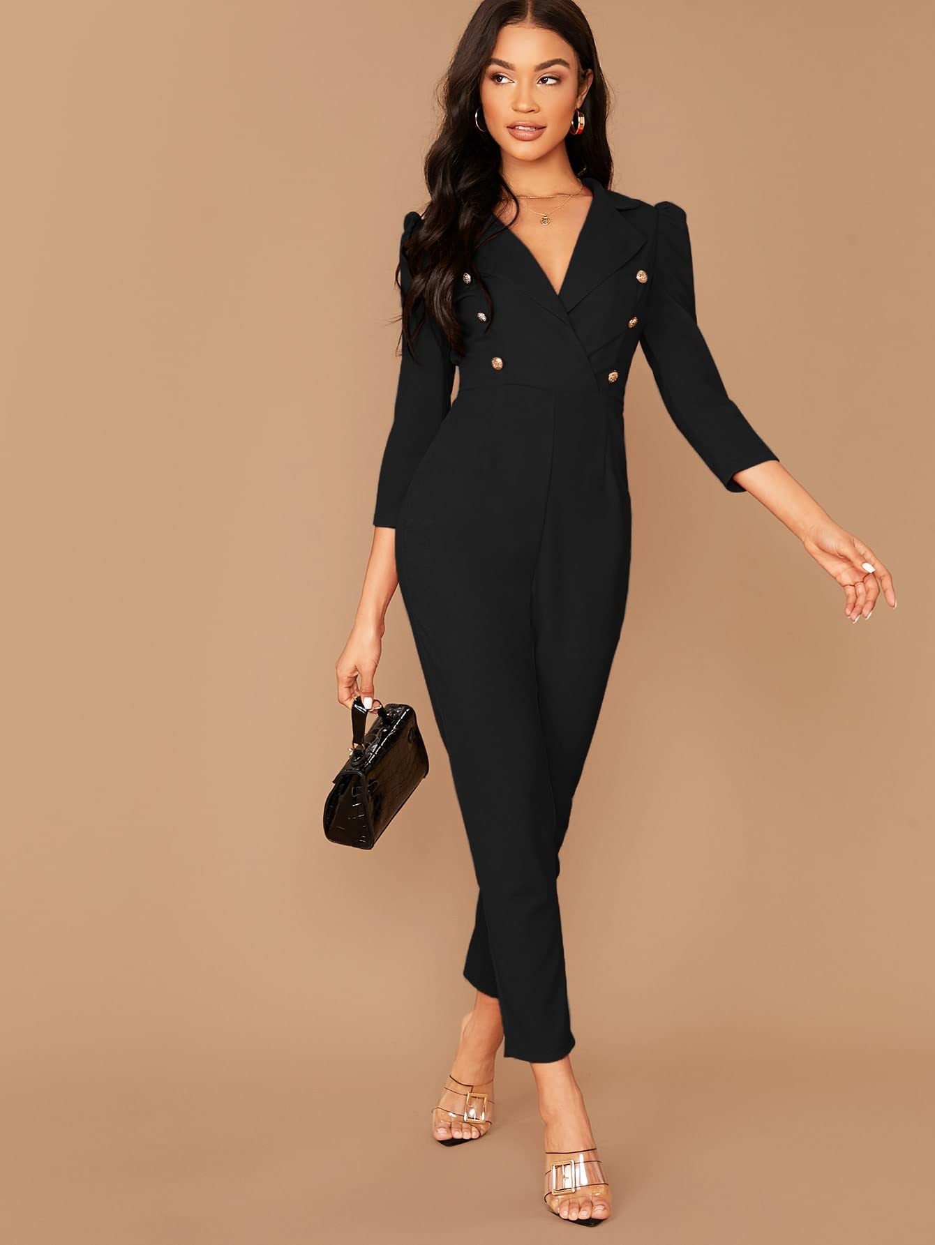 Amazon.com: Womens Rompers Jumpsuits Notched Collar Double Breasted Jumpsuit  Casual Summer Outfits : Clothing, Shoes \u0026 Jewelry