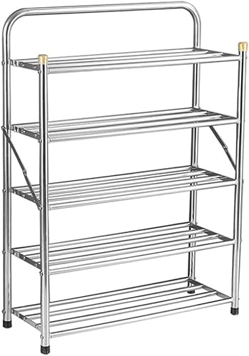 Zapatero organizador de zapatos de 5 niveles, organizador de zapatos plegable portátil, estante de zapatos de acero inoxidable resistente para