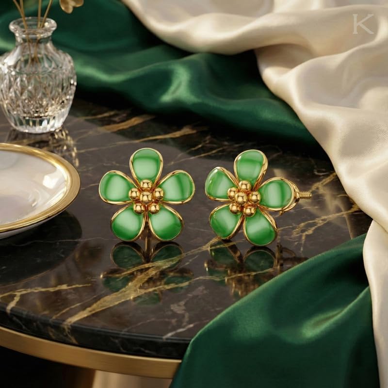 Image of Kisna 9 /14 /18 KT Florishine Yellow Gold Earring For Women