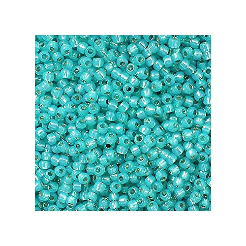 10 g TOHO Round Seed Beads Rocailles, Size 8/0, Silver Lined Milky Teal (# 2104), Japan, Glass — image 1