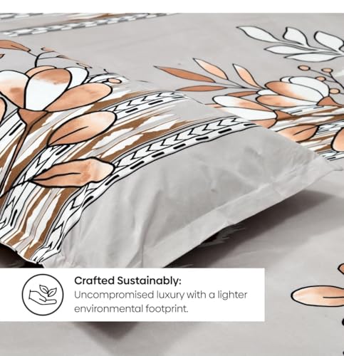 Image of 210 TC Glace-Cotton All Around Elastic Fitted Bedsheet, Elastic Fitted Bedsheet King Size Bedsheet for Double Bed with 2 Pillow Covers, Size - 72 x 78 x 8 Inch Color Cream