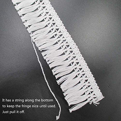 Trimscraft Cotton Tassel Fringe In White 1-1/2 Inch Wide Pack Of 10 Yards #TOP4