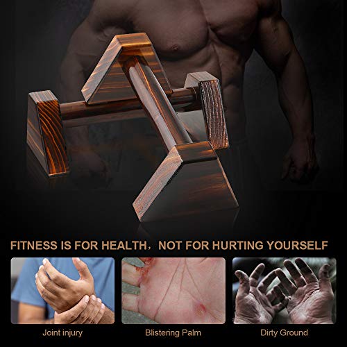 Image of Push-up Stand, 2 PCS Wood Pushup Bars Non-Slip Base Exercise Home Workout Equipment, 30CM Wooden Parallettes Handle Stands Grip for Men Strength Training, Planks Calisthenics