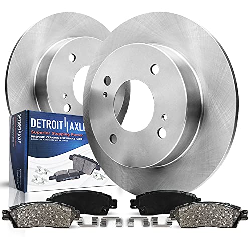 Image of Detroit Axle - Rear Brake Kit for 2001-2007 Ford Focus 2014-2019 Fiesta | Disc Brake Rotors Ceramic Brake Pads Replacement 9.96 inch inch Rotor
