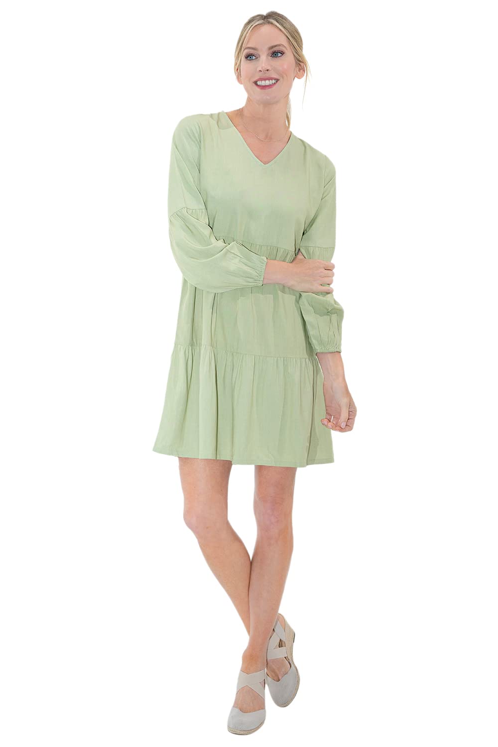 Miss Lavish London Women's V Neck Tiered Summer Dress Casual Short Sleeve Swing T Shirt Mini Dresses