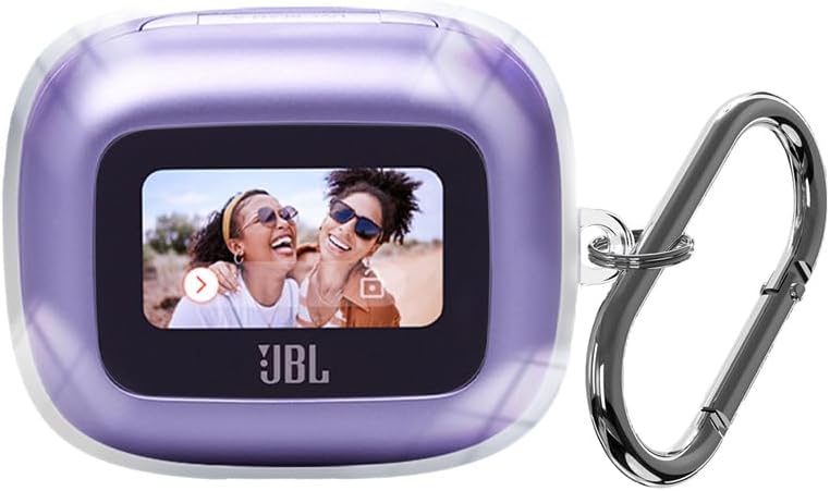 Clear TPU Case Compatible with JBL Live Beam 3 Wireless Earbuds - Shockproof Cover with Keychain