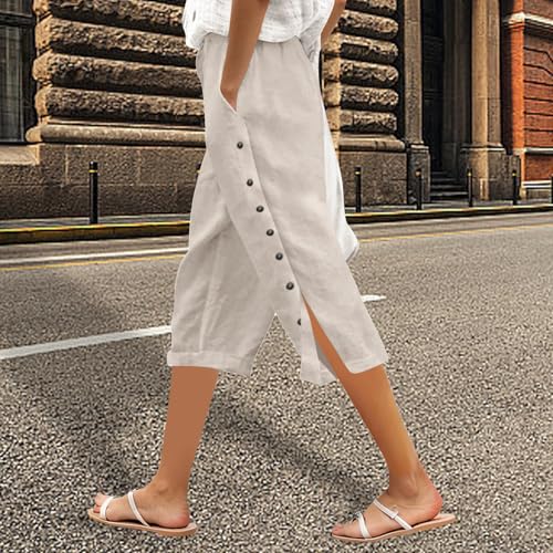 Tear Away Pants for Women Side Snap Button Capri Sweatpants Casual Loose Fit Fashion Lightweight Capris with Pockets2
