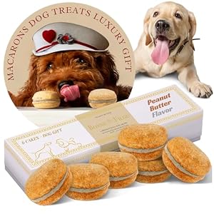 Bonne et Filou Peanut Butter Easter Dog Treats, Cupcakes, Gourmet Gift, Macaron Cakes, Healthy & Delicious Human Grade Snacks for Medium to Large Breeds - 6 Count Bonne et Filou Peanut Butter Easter Dog Treats Cupcakes Gourmet Gift Macaron Cakes Healthy Delicious Human Grade Snacks for Medium to Large Breeds 6 Count