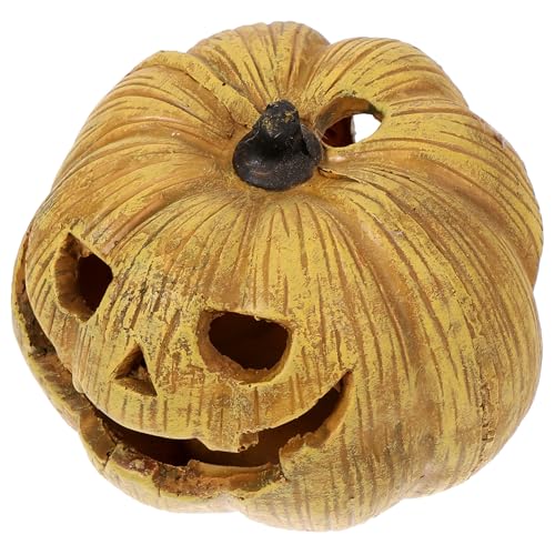 Hohopeti Resin Pumpkin Reptile Hideout Cave for Terrarium Decor Practical Hiding Place for Snakes Lizards and Frogs for Reptile Tank Layouts and Aquarium Decoration