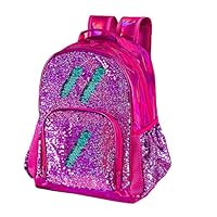Fermido Sequin Backpack for Girls Kids Cute Elementary School Book Bag Teen Glitter Flip Sparkly Holographic Back Pack Orchid