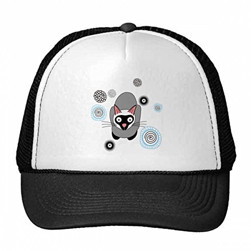 Chapeau de maille chat noir en nylon réglable style camionneur gris