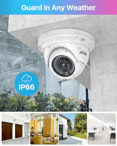 Image of ZOSI 8CH 4K PoE Security Camera System with 2TB HDD, 8X 5MP Dome Cameras