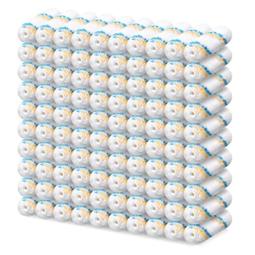 100 Pieces Mini Paint Roller Covers Bulk Small Roller Nap Household for House Painting DIY Craft Home Wall Repair Tool Kit Supplies (4 Inch)
