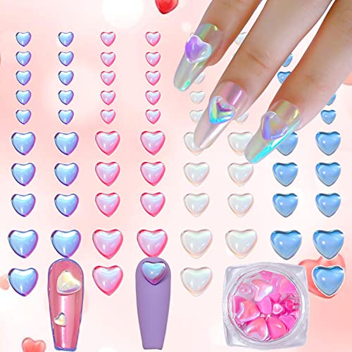 Newcraft 3D Cute Nail Charms, 80 Pcs Resin Heart Shape Crystal Rhinestones Of Nail Art Decorations, Ideal Nail Decal Decor Accessories #TOP19