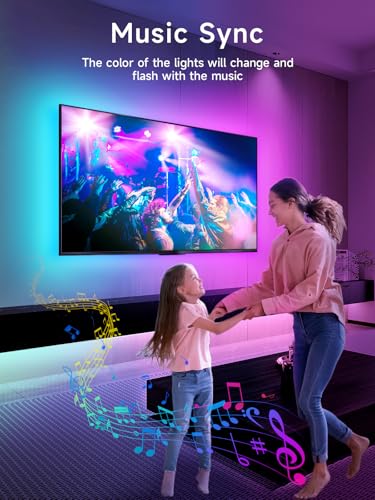 Image of KANTUTOE TV LED Lights, 13.1ft LED Lights for 43-65in TVs, RGB TV Backlight Behind with Music Sync Bluetooth APP and Remote Control Strip Light USB Powered for Bedroom Gaming Room Decor