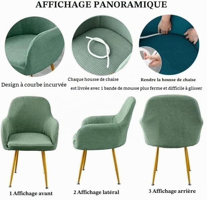 Couverture De Chaise/Housse De Chaise Salle A Manger Housse De Chaise Extensible 6 Pieces Scandinave Housse De Chaise avec Accoudoir Protecteur De Chaise Haute (Color :Gris, Size : 6pcs)