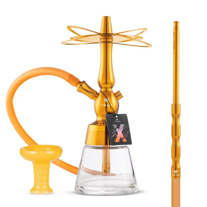 TSAR Chicha Molotov X Gold - Narguilé Complet 35cm avec Accessoires - Kit Complet en Aluminium et Verre