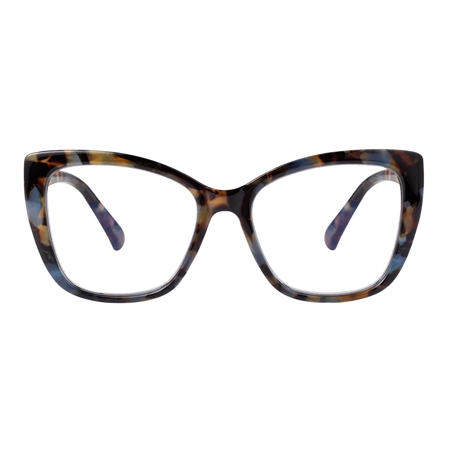 SKYWAY 2er-Pack Übergröße Lesebrille Damen, Groß Mode Quadratische Cat Eye Computerbrille Blaulichtfilter Brille mit Sehstärke