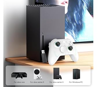 ROTOMOON HD151-S Wireless Game Controller with 7 Colors LED Lighting Compatible with Xbox One S/X, Xbox Series S/X, with 2.4G Wireless Adapter, 3.5mm Audio Jack Gaming Gamepad, Turbo/Programmable