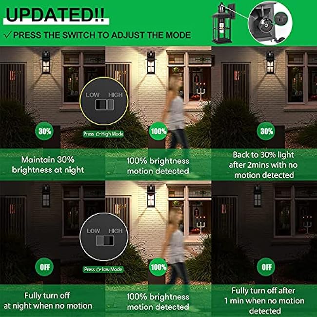 13in Porch Lights Outdoor Light Fixtures Exterior Wall Lanterns Sconce Lighting Black