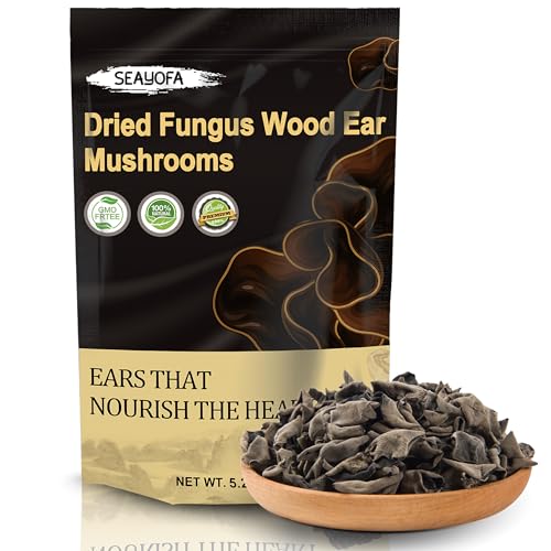 5.29 Oz Dried Black Fungus Wood Ear Mushrooms for Asian Cooking &amp; Soups