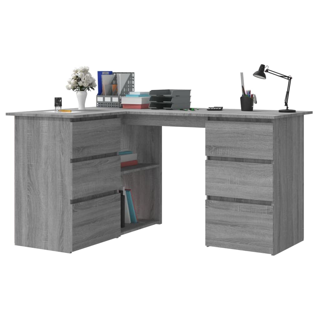 Narożne biurko Sonoma z materiału drewnopochodnego 145 x 100 x 76 cm z miejscem do przechowywania do biura, biura domowego, gabinetu, mieszkania, pokoju gościnnego