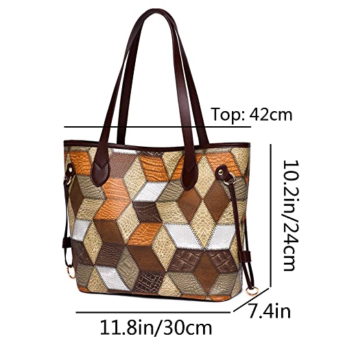 Juego de 2 piezas: bolso tote y cartera para mujer, bolsos de hombro con combinación de colores en PU miniatura 3