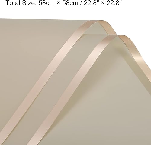 Miniatura 2 de MECCANIXITY 20 piezas de papel de regalo de flores con borde dorado, color caqui, 22.8 x 22.8 pulgadas, impermeable, para suministros de ramo de