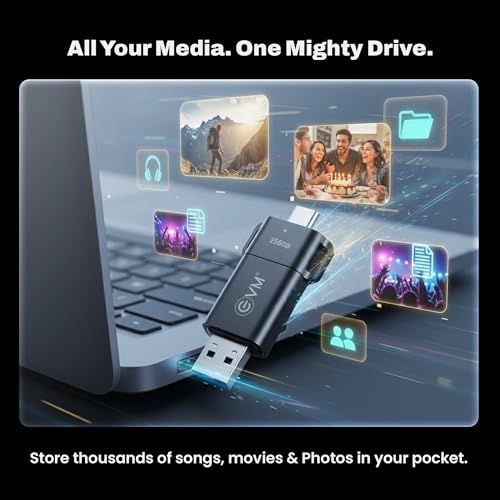 Image of EVM EnXO 256GB OTG Flash Drive USB 3.2 Gen 1 | Versatile Dual USB Type-C & Type-A Connectors | Rapid 120MB /s Read| Smartphone Laptop Tablet Smart TV | Plug & Play | 10 Years Warranty (ENXO /256GB)