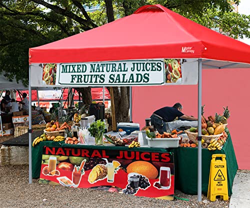 Image of MASTERCANOPY 8x8 Durable Pop Up Canopy Tent with 1 Sidewall, Red