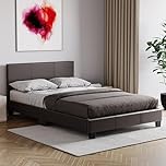 Vida Designs Lisbon Small Double, 4Ft Bed Frame Upholstered Faux Leather Headboard Low Foot End Bedroom Furniture, Black (UKFR Certified)