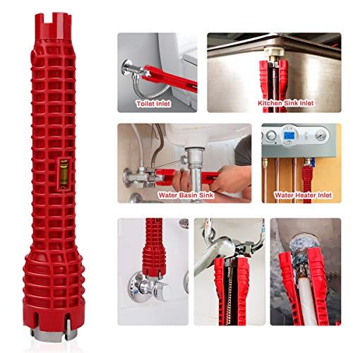 Faucet and Sink Installer Tool, Jhua 8 in 1 Faucet and Sink Installer Multi Tool for Plumbers and Homeowners Multifunctional Faucet Wrench Tool Faucet and Sink Installing Tool for Bathroom Kitchen