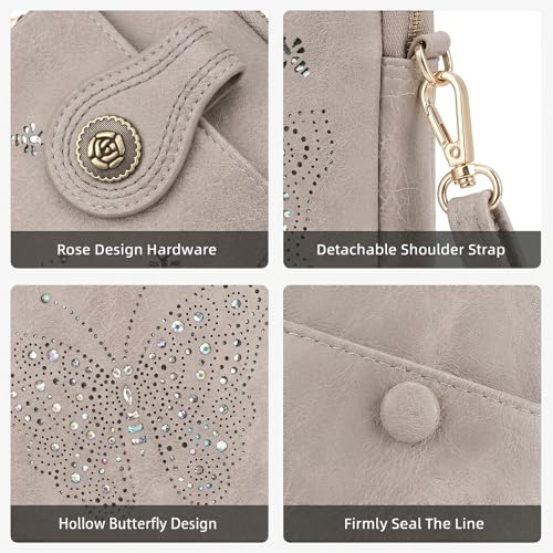 Image of KITEVIUN Small Crossbody Bags for Women, Lightweight Mini Cute Cell Phone Purse for Women with Tassel Shining Butterfly