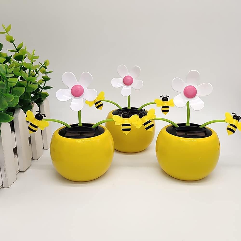 Blossom Solar Dancing Flower Sunflower Toys,Solar Dancing Ornament,Car Swinging Dancing Toy Car Windowsill Decoration Honey Bee Swing Toys - Image 3
