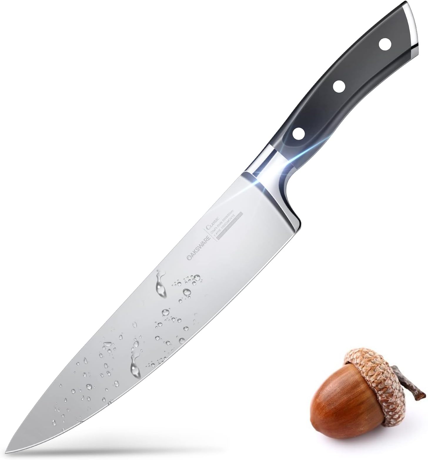 Chef Knife, 8" Kitchen Knife for Cutting & Cooking, High Carbon German Steel Razor Sharp Knives, Professional Meat Knife with Full-Tang Handle