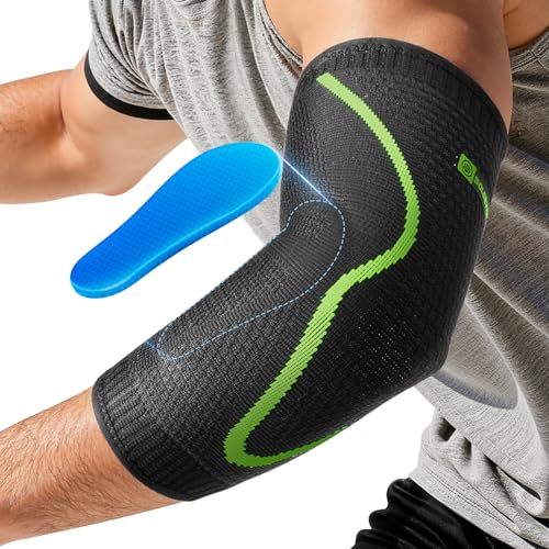 Elbow Brace Support with Gel Pads Breathable Elbow Compression Sleeve for Men & Women 4D Knit Elbow Sleeve for Golfer's, Tennis Elbow, Tendonitis, Reduce Joint Pain During Any Activity(Black, XX-Large)