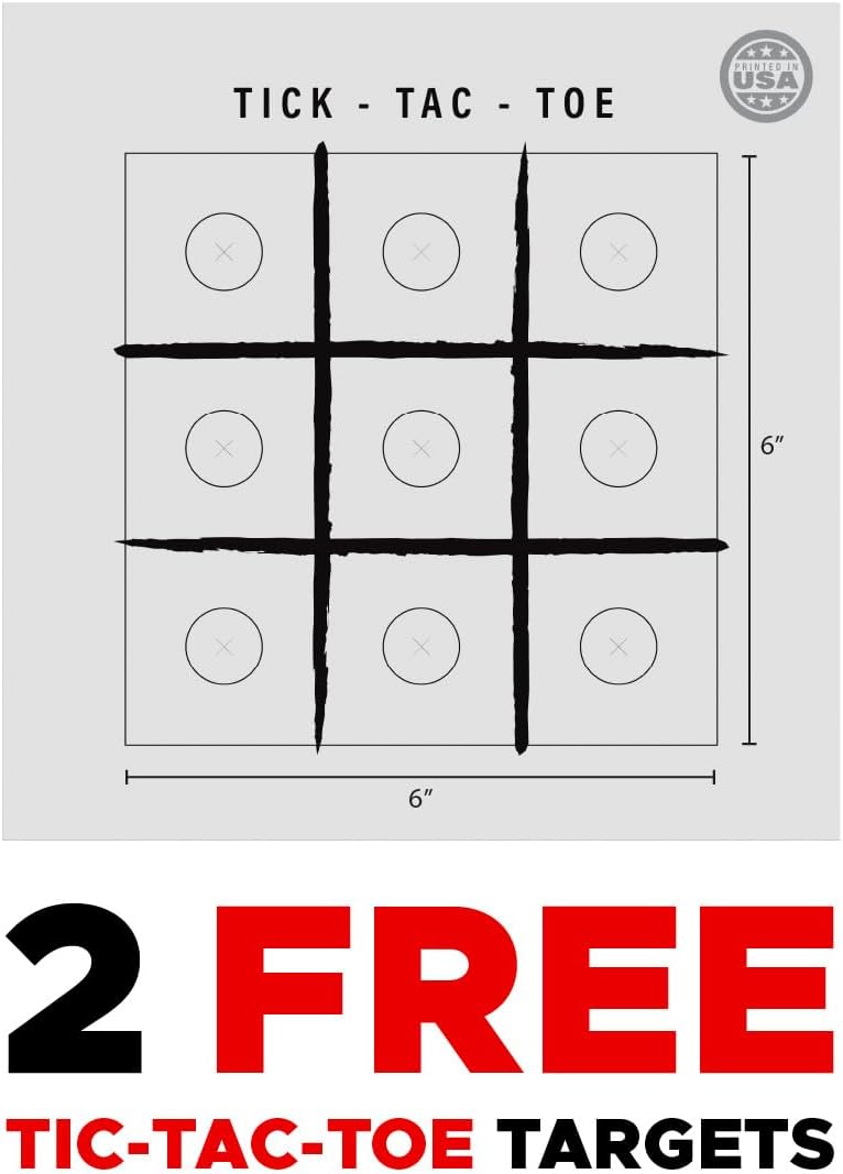 ArrowLife 17" 5 Spot Target Face, Made in The USA, 25 Pack + 2 Free Tic, Tac, Toe