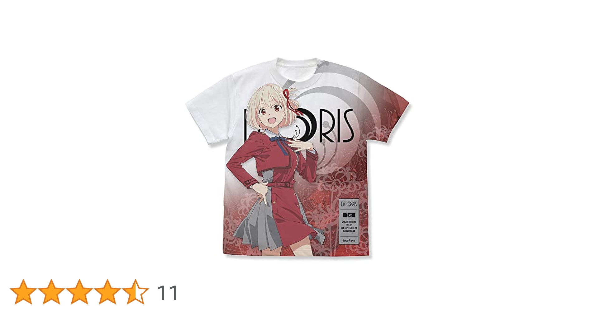 コスパ リコリス・リコイル 錦木千束 フルグラフィックTシャツ Mサイズ リコリス・リコイル フルグラフィックTシャツ／錦木千束: キャラ
