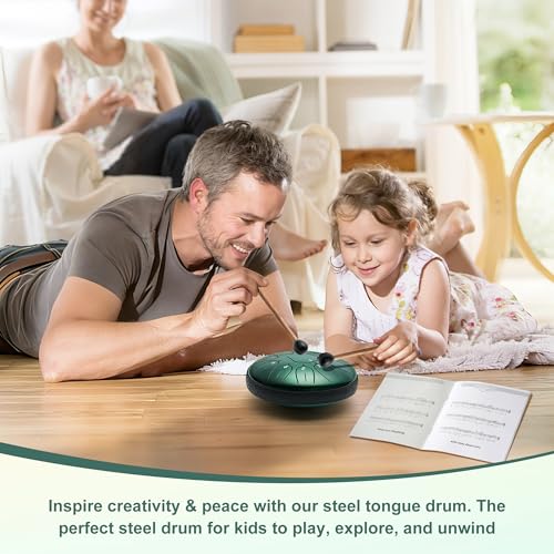 Image of Alloy Steel Tongue Drum 11 Note 6 Inches C-Key Tank Drum Handpan Drum Panda Balmy Drum Percussion Instrument for Meditation Entertainment Musical Education Concert Mind Healing Yoga