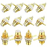 lkelyonewy Solderable RCA Panel Mount Plug Female Jacks Socket Connector Chassis Amplifier Terminal Plated Gold Adapter Coupler for Amp (6 Pairs)