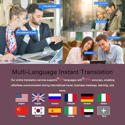 Image of AI Translation Earbuds Real Time, 164 Language Translator Earbud 3-in-1 Bluetooth 5.4 Translator Earbuds with 6 Translation Modes, 75H Translators Headphones with APP for Travel Business, Rose Gold