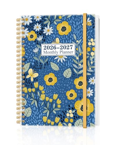 Monthly Planner 2026-2027 Monthly Calendar from May 2026 to December 2027 20 Month Planner with Spiral Binding Inner Pocket Elastic Closure 5.8 x 8.5 Flower-C