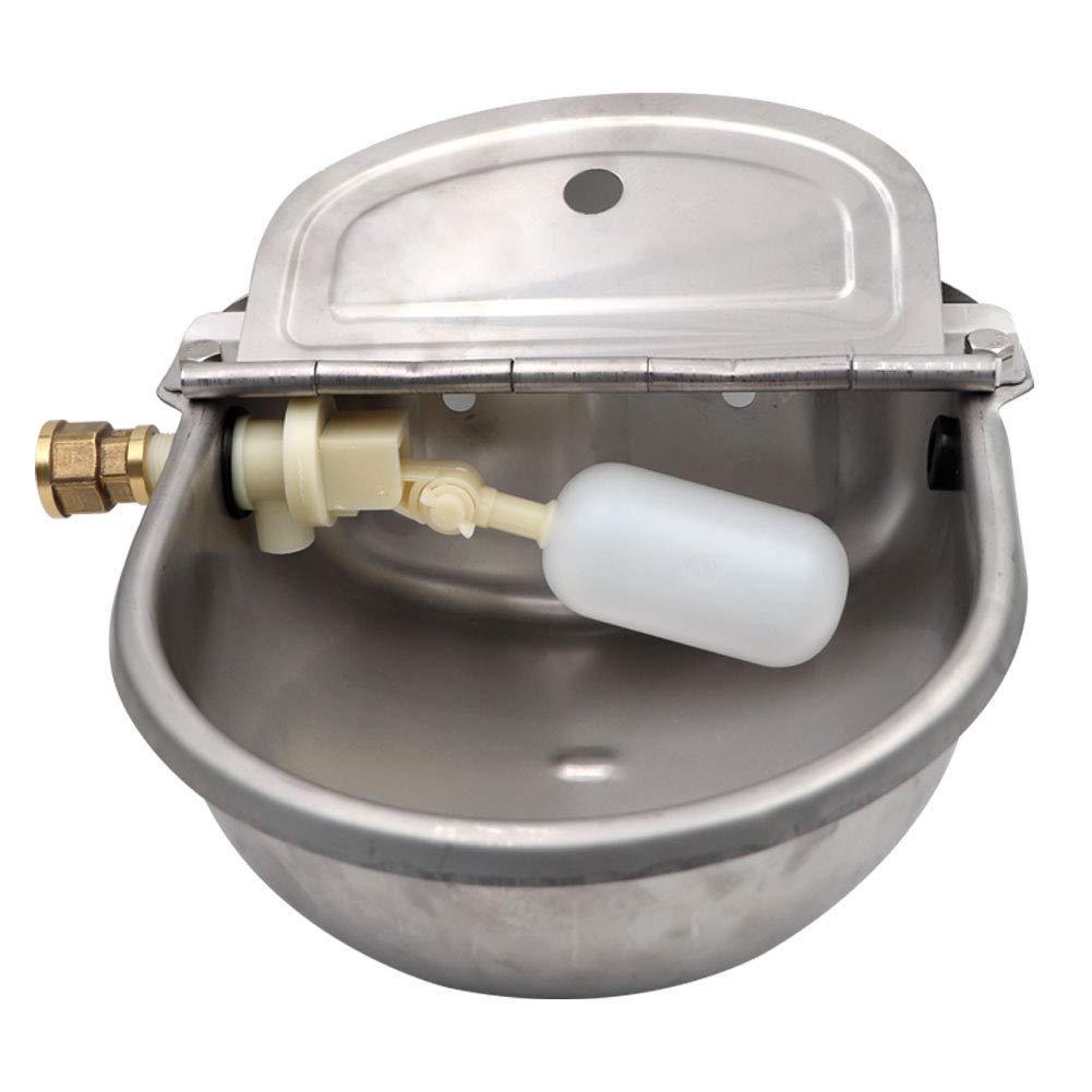 Abreuvoir en Acier Inoxydable pour Animaux avec Bouchon de Vidange et Connecteur, Abreuvoir à Flotteur Automatique pour Chiens d'élevage