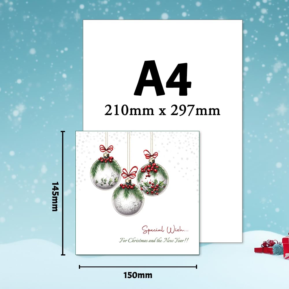 Papa Prints® Xmas Cards Pack of 12 (145 x 150 mm) Multipack Christmas Cards with Envelopes Pack of Christmas 2025 Christmas Cards Multipack - Image 3