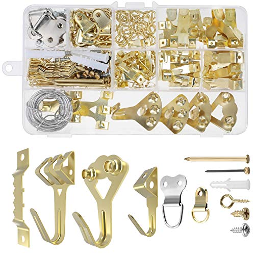 Vastar 242PCS Picture Hooks,Heavy Duty Picture Frame Hanging Kit,with D-Ring,Zigzag Hanger,Wall Hanging Set