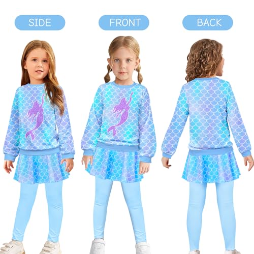 Image of Toddler Kid Girl Clothing Set Outfit Long Sleeve Top, Unicorn Print Pantskirts Fall Winter Outfit Set