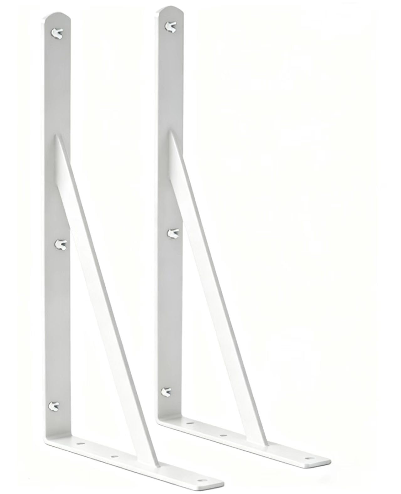 2 Pack L18 x H 12" White Heavy Duty Shelf Brackets with Screws Metal Shelf Brackets Shelf Support Angle Brackets for Shelves L Brackets Heavy Duty Floating Shelf