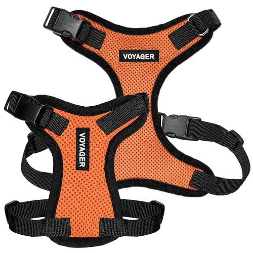 Image of Voyager Step-in Pet Harness - All Weather Mesh, Adjustable Step in Harness for Cats and Dogs by Best Pet Supplies - Orange /Black Trim, S