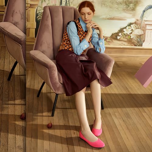 Image of Shupua Flats for Women Round Toe Black Ballet Flats Dressy Work Shoes